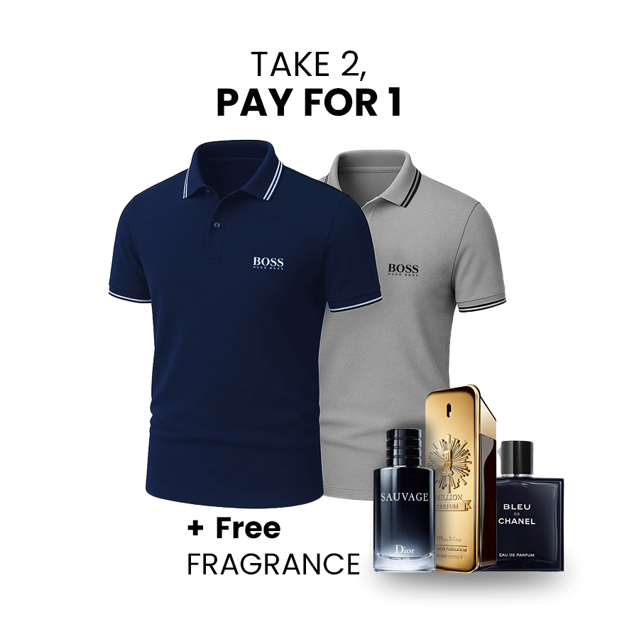 [BUY 1 GET 2] Premiere Polo Shirt Kit – 2 Premium Polos + Free Luxury Fragrance