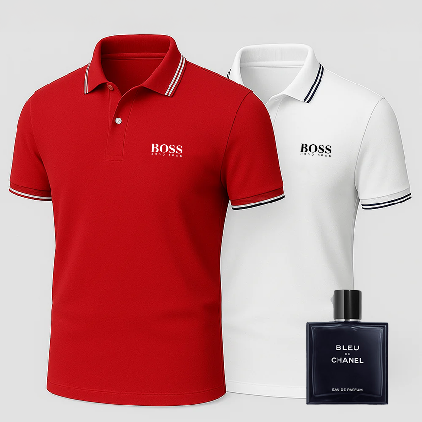 [BUY 1 GET 2] Premiere Polo Shirt Kit – 2 Premium Polos + Free Luxury Fragrance