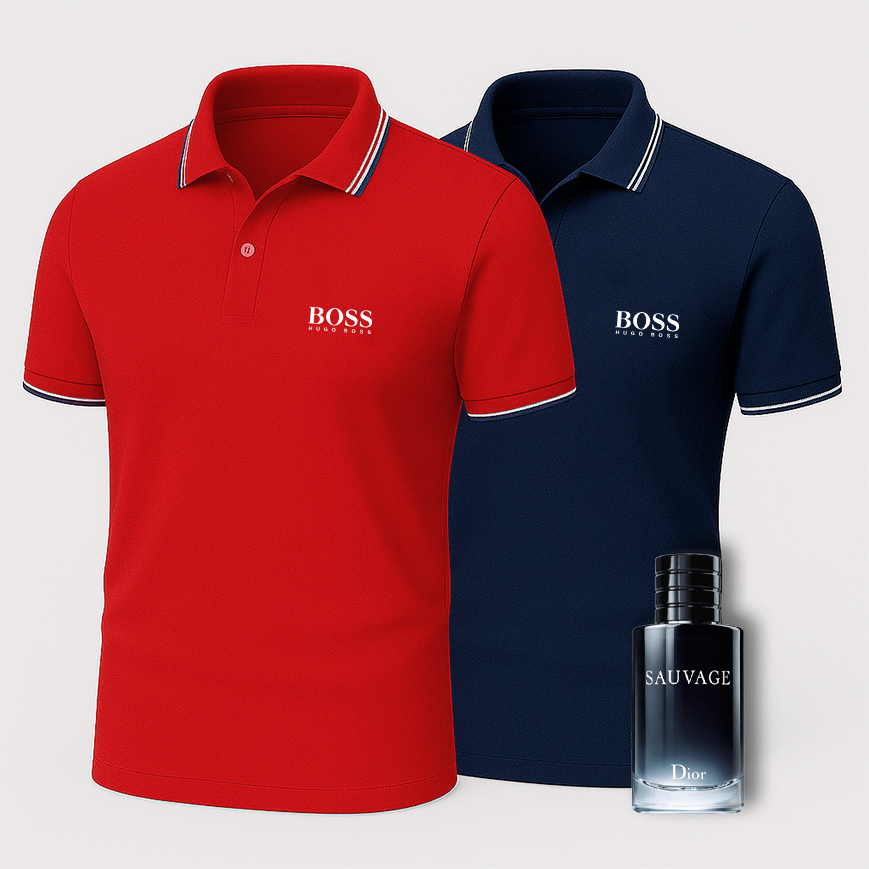 [BUY 1 GET 2] Premiere Polo Shirt Kit – 2 Premium Polos + Free Luxury Fragrance